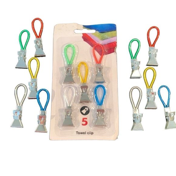 15 Towel Hanging Clips for Tea Towels  Kitchen Bathroom Beach Home Set Lot NEW - Picture 1 of 7